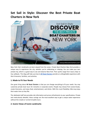 Set Sail in Style Discover the Best Private Boat Charters in New York.docx