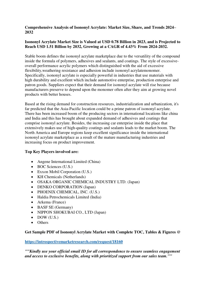 comprehensive analysis of isononyl acrylate