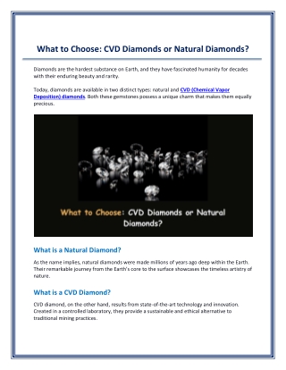What to Choose - CVD Diamonds or Natural Diamonds