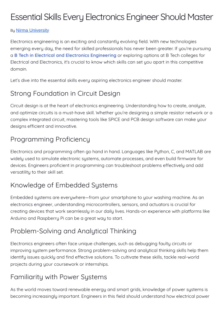 essential skills every electronics engineer