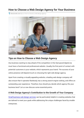 Tips on How to Choose a Web Design Agency