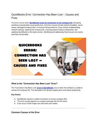 quickbooks error connection has been lost causes