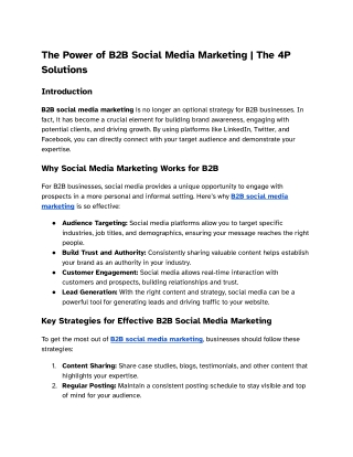 The Power of B2B Social Media Marketing _ The 4P Solutions