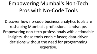 empowering mumbai s non tech pros with no code