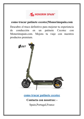 como trucar patinete cecotec Monorimspain