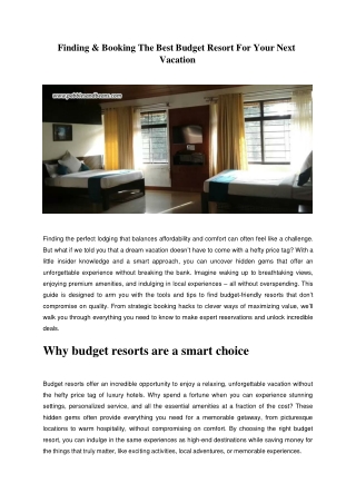 finding booking the best budget resort for your