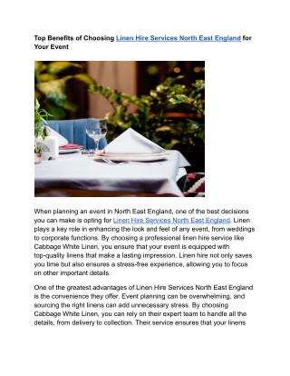 Linen Hire Services North East England