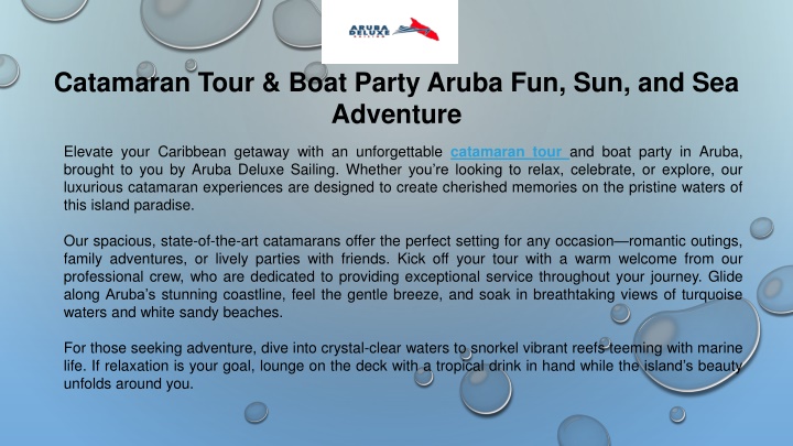 catamaran tour boat party aruba