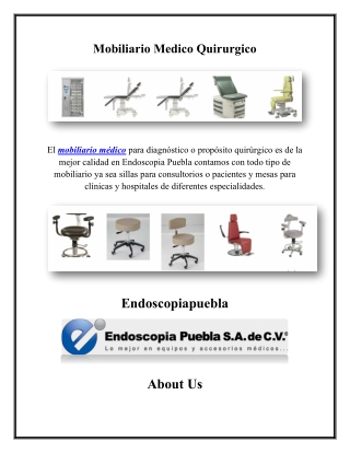 Mobiliario Medico Quirurgico