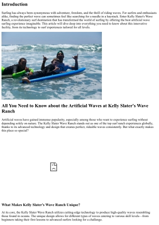 All You Need to Know about the Artificial Waves at Kelly Slater's Wave Ranch