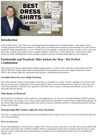 Stylish and Practical: Shirt Jackets for Guys