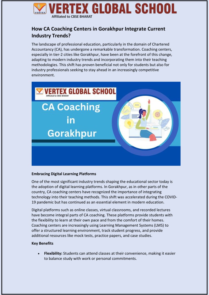 how ca coaching centers in gorakhpur integrate