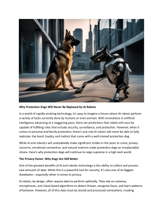 Why Protection Dogs Will Never Be Replaced by AI Robots