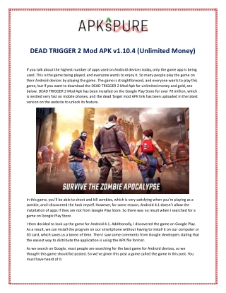 DEAD TRIGGER 2 Mod APK v1.10.4 (Unlimited Money)