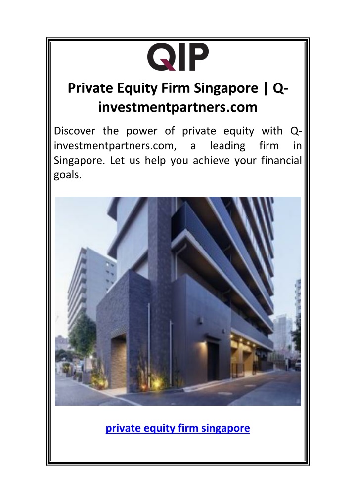 private equity firm singapore