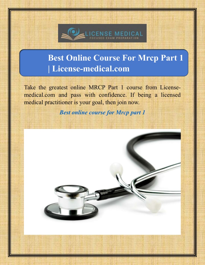 take the greatest online mrcp part 1 course from