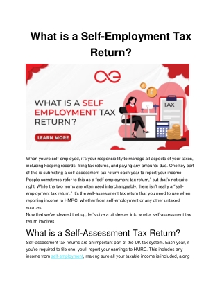 What is a Self-Employment Tax Return