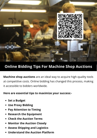 Online Bidding Tips For Machine Shop Auctions