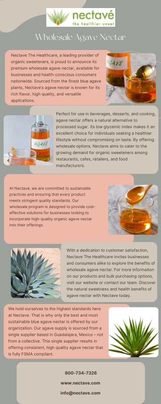 Wholesale Agave Nectar  Nectave The Healthcare