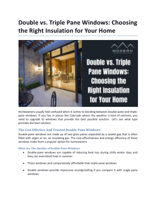 Double vs Triple Pane Windows Choosing the Right Insulation for Your Home