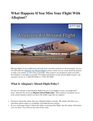 What Happens If You Miss Your Flight With Allegiant