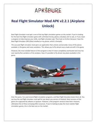 Real Flight Simulator Mod APK v2.2.1 (Airplane Unlock)