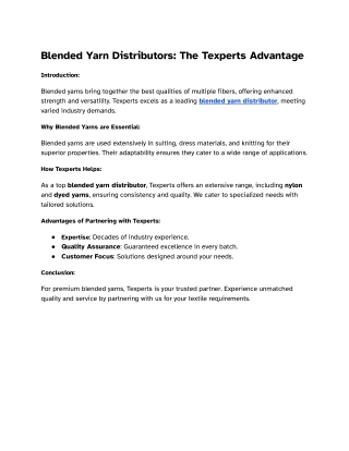 blended yarn distributors the texperts advantage