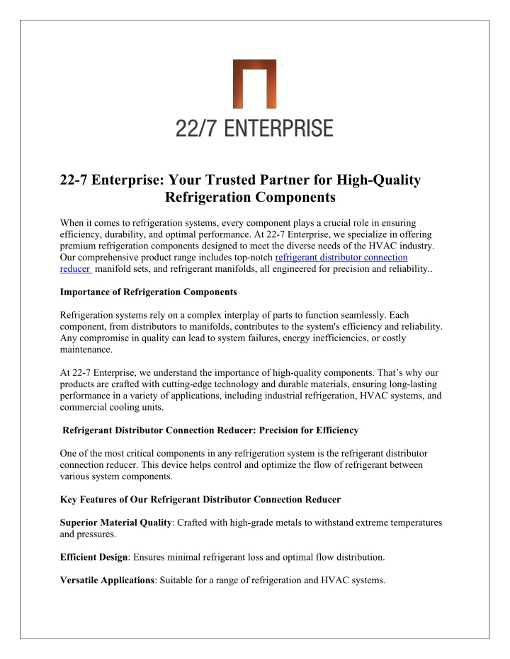 22 7 enterprise your trusted partner for high