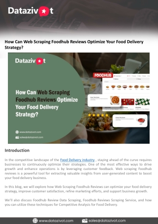 How Can Web Scraping Foodhub Reviews Optimize Your Food Delivery Strategy