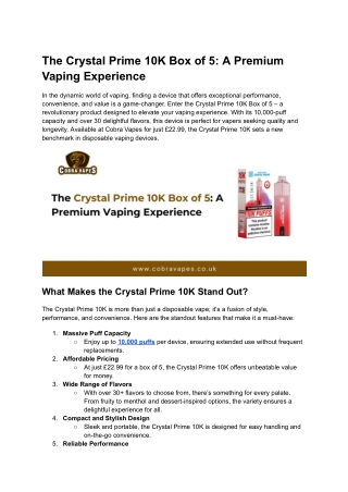 The Crystal Prime 10K Box of 5_ A Premium Vaping Experience