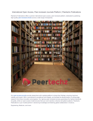 international open access peer reviewed journals