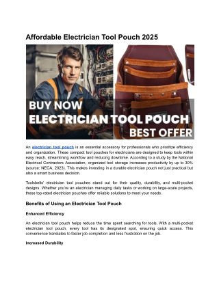 Affordable electrician tool pouch