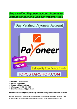 Buy a verified Payoneer account from us for instant transactions.Visit our website._-top5
