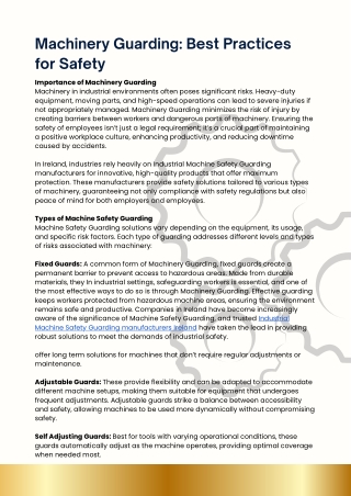 machinery guarding best practices for safety