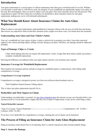 What You Should Know About Insurance Claims for Auto Glass Replacement