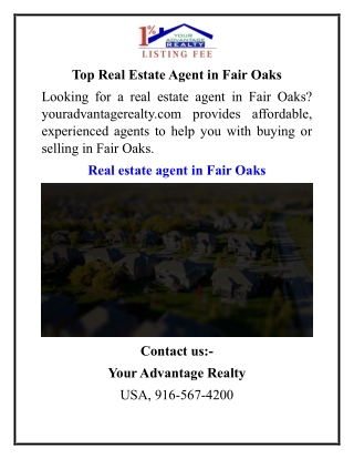 Top Real Estate Agent in Fair Oaks