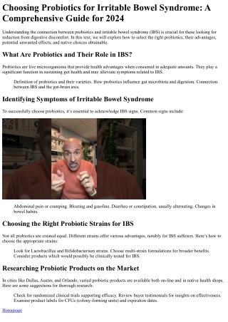 choosing probiotics for irritable bowel syndrome