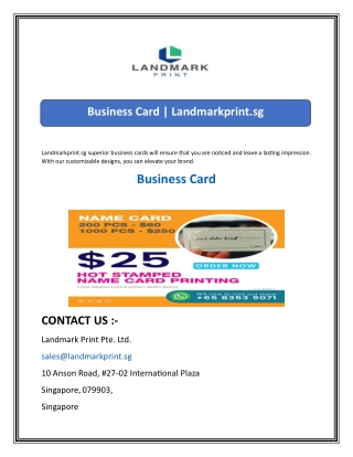 Business Card  Landmarkprint.sg