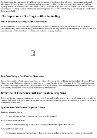 Get Certified and Stand Out with Fulcrum’s Surf Certification Programs