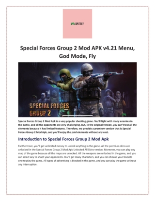 Special Forces Group 2 Mod APK v4.21 Menu, God Mode, Fly