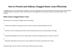 How to Prevent and Address Clogged Sewer Lines Effectively