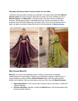 Shop Maria B Dresses Online_ Exclusive Deals You Can’t Miss