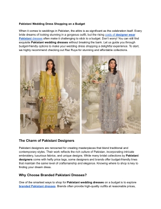 Pakistani Wedding Dress Shopping on a Budget