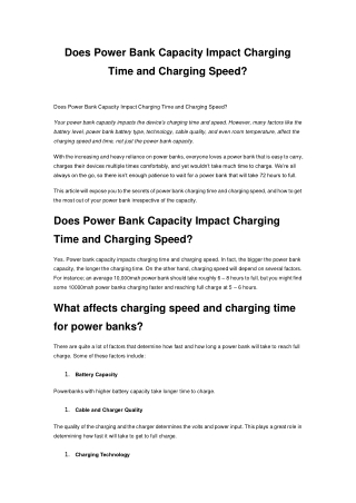 Does Power Bank Capacity Impact Charging Time and Charging Speed