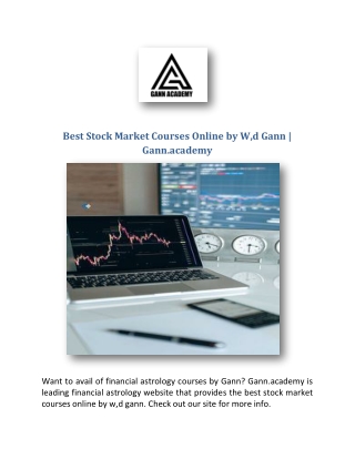 Best Stock Market Courses Online by W,d Gann | Gann.academy