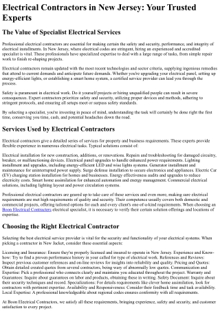 electrical contractors in new jersey your trusted