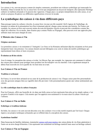 La symbolique des caisses à vin dans différents pays