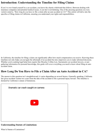 “How Long Do You Have to File a Claim After an Auto Accident in CA?”