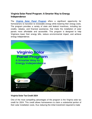 virginia solar panel program a smarter