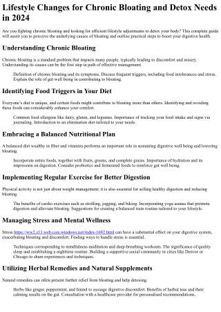 lifestyle changes for chronic bloating and detox